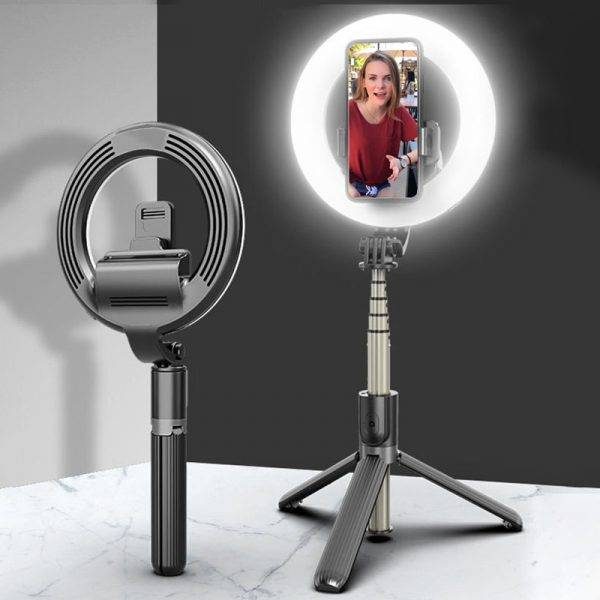 Anneau lumineux perche à selfie avec trépied pour smartphone